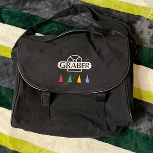 Lands' End Black Messenger Bag with Red, Green, Yellow & Blue Accents